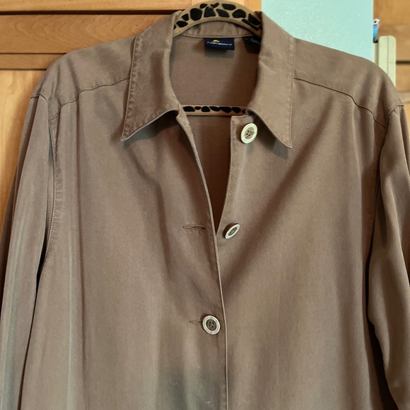 Lizsport Lightweight Unlined Jacket 100% Tencel Dusty Walnut Tone Size Small - Picture 2 of 10